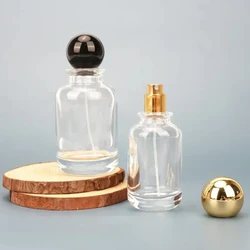30-100ml glass perfume bottle transparent sealed 50ml push spray bottle spherical cap cosmetic refill empty Refillable Bottles