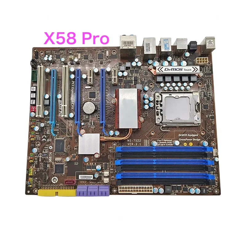 Suitable For MSI X58 Pro Motherboard MS-7522 VER:3.1 LGA 1366 DDR3 Mainboard 100%tested fully work Free Shipping