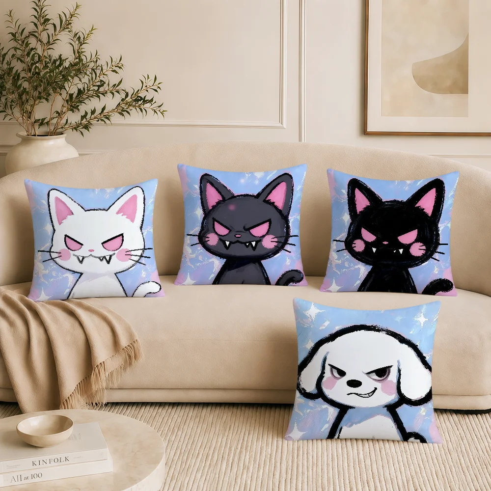 Cute Animal Couples Cat Dog Rabbit Sparkling Cushion Cover Soft Pillowcase Double Sided Sofa Home Living Room Decor Hogar Gift