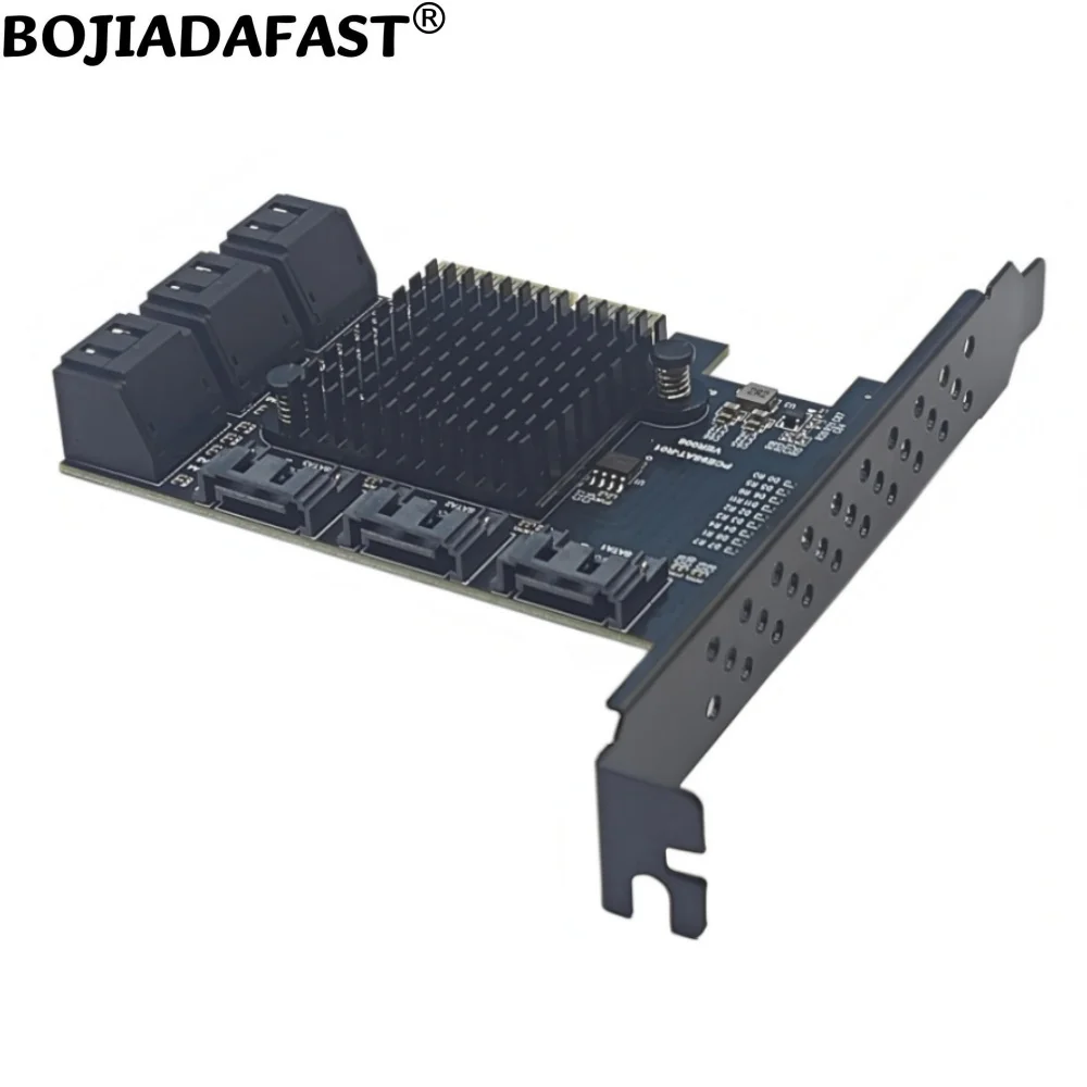 PCI Express PCIe X4 PCI-E 4X إلى 9 منافذ SATA 3.0 7Pin موصل محول بطاقة توسيع 6Gbps لمحرك الأقراص الصلبة