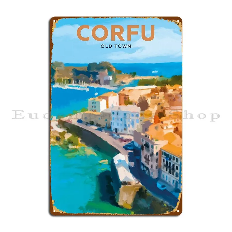 Corfu-letreros de Metal de la vieja ciudad, Grecia, decoración de pared personalizada, cartel impreso de estaño para fiesta y Pub