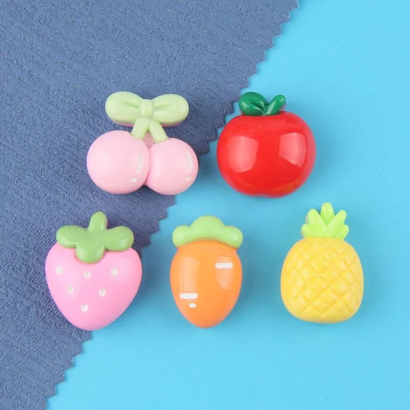 Hot Fruits Resin Cabochons Flatback for Scrapbook Crafts 20pcs Cute Cherry Apple Pineapple Resins Accessory DIY Slime Charms