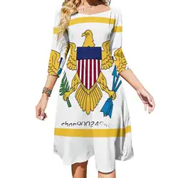 United States Virgin Islands Flag Evening Party Dresses Midi Sexy Dress Female Sweet One Piece Dress Korean Flag Banner