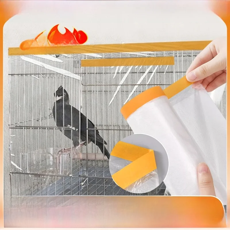

Зимняя утепляющая пленка, прозрачный чехол для птичьей клетки, для сохранения тепла и защиты от ветра, уход за птичьим гнездом, товары для животных, аксессуары для птиц