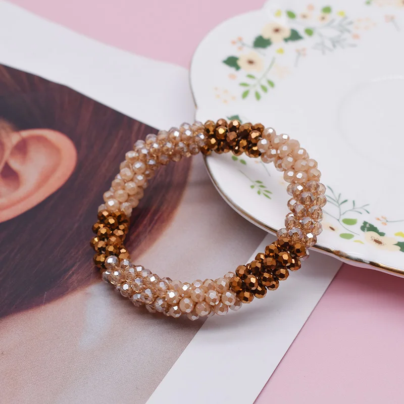 Gemengde kleur trendy glazen kralen armband elastische handgemaakte strandarmbanden voor vrouwen cadeau nieuwe haaraccessoire glazen kralen armband