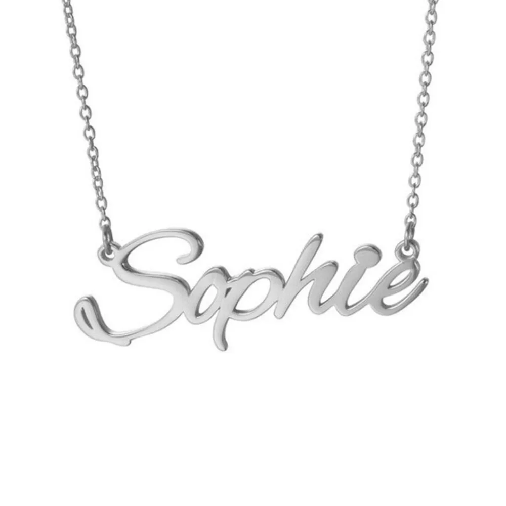 Customized Name with Different Fonts Pendant Stainless Steel Simple and Fresh Necklace