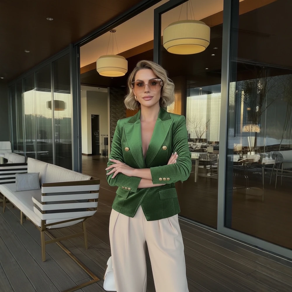 بدلة ركاب بذراع مستقيمة بأكمام طويلة مصممة خصيصًا للخريف للسيدات على الموضة من الدرجة الأولى ملابس عمل أنيقة