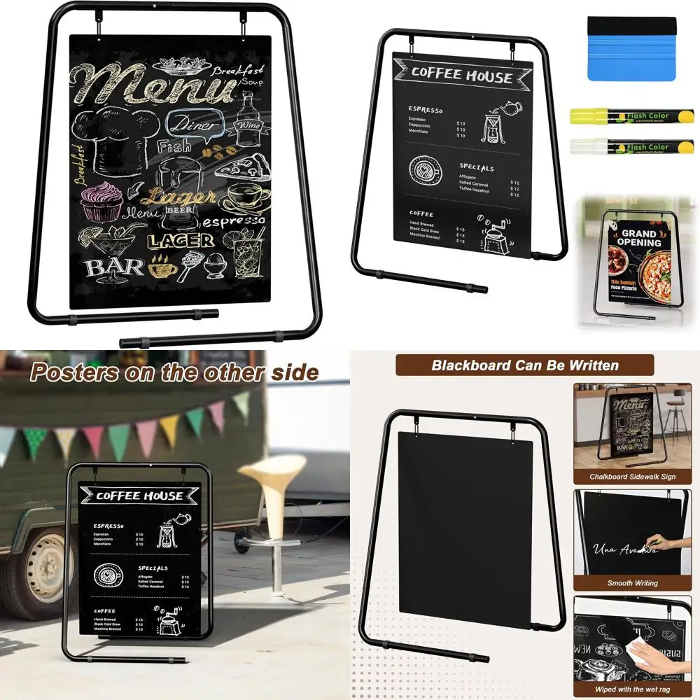سبورة متأرجحة على الوجهين ولوحة ملصق لافتة خارجية للمطاعم والمقاهي والمناسبات