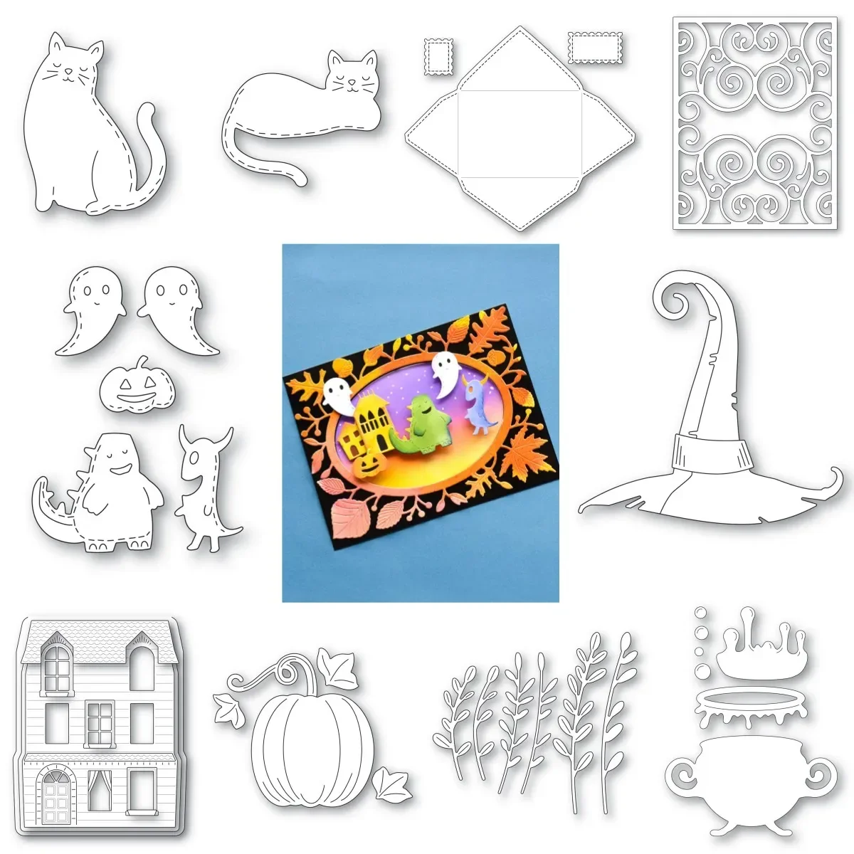 2023 Halloween Hat Pumpkin cat Metal Cutting Dies Decoration For Scrapbooking Craft DIY Decorating Scrapbook Paper Card Album