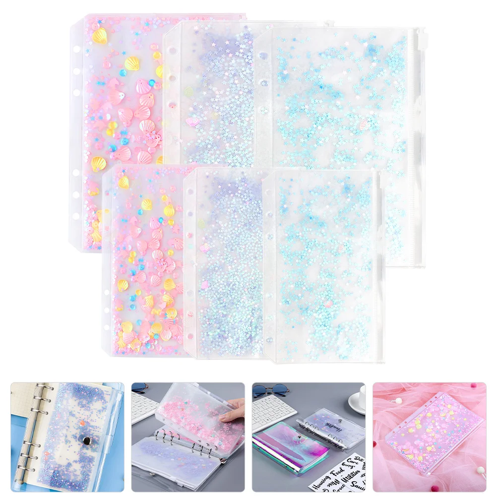 

6pcs Extra Thick Zipper Pouches Reusable Storage Bags For Documents Tickets Pvc Clear Window Organizer Binder Pouch Set