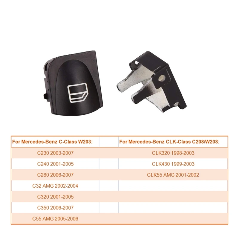 Cubiertas de botones de interruptor de ventana para Mercedes Benz, tapas de botones de reparación de interruptor de ventana delantera izquierda + derecha, Clase C Clk, W203, W208, 6X