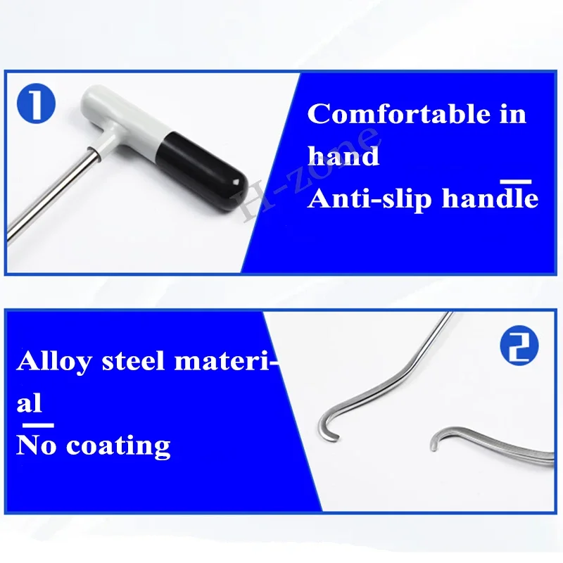 2Pcs car body dent repair tool alloy steel special-shaped hook crowbar repairer hail pit repair tool anti-slip handle