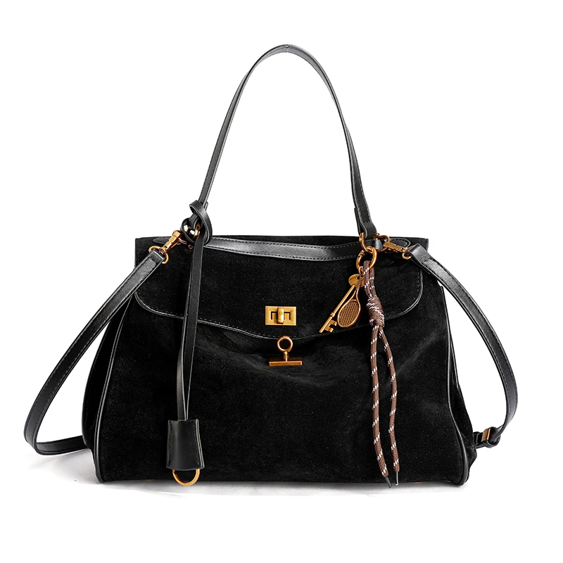 Retro-Matte-Einkaufstasche mit großer Kapazität, 2024, Herbst, neue Mode, Gold-Hardware-Schloss, weibliche Umhängetasche, Arbeit, Pendler, Umhängetasche