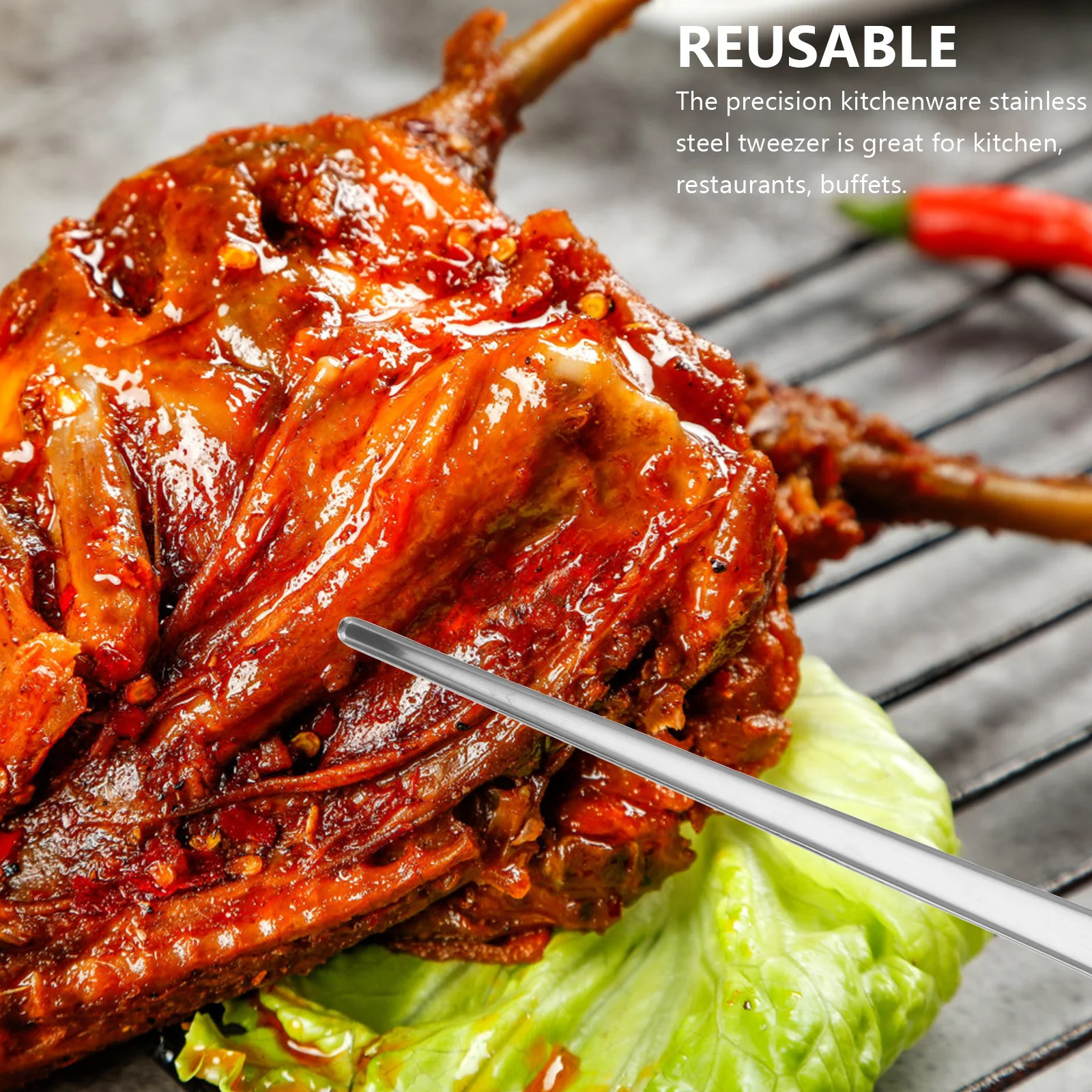 

Stainless Steel Tweezer Reusable Kitchen Food Tong Cooking Tweezers Food Picking Tweezers Metal Kitchenware Essentials