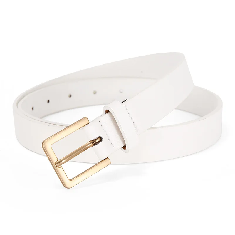 Women Skinny Leather Belt Thin Waist Belt with Metal Buckle for Pants Jeans Dresses