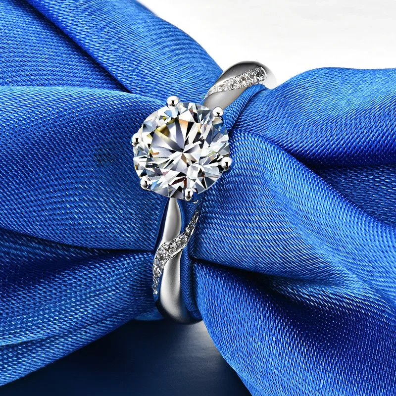 

Solid 14K White Gold AU585 Platinum PT950 Stylish six-pronged diamond 1 carat diamond ring diamond proposal solitaire ring