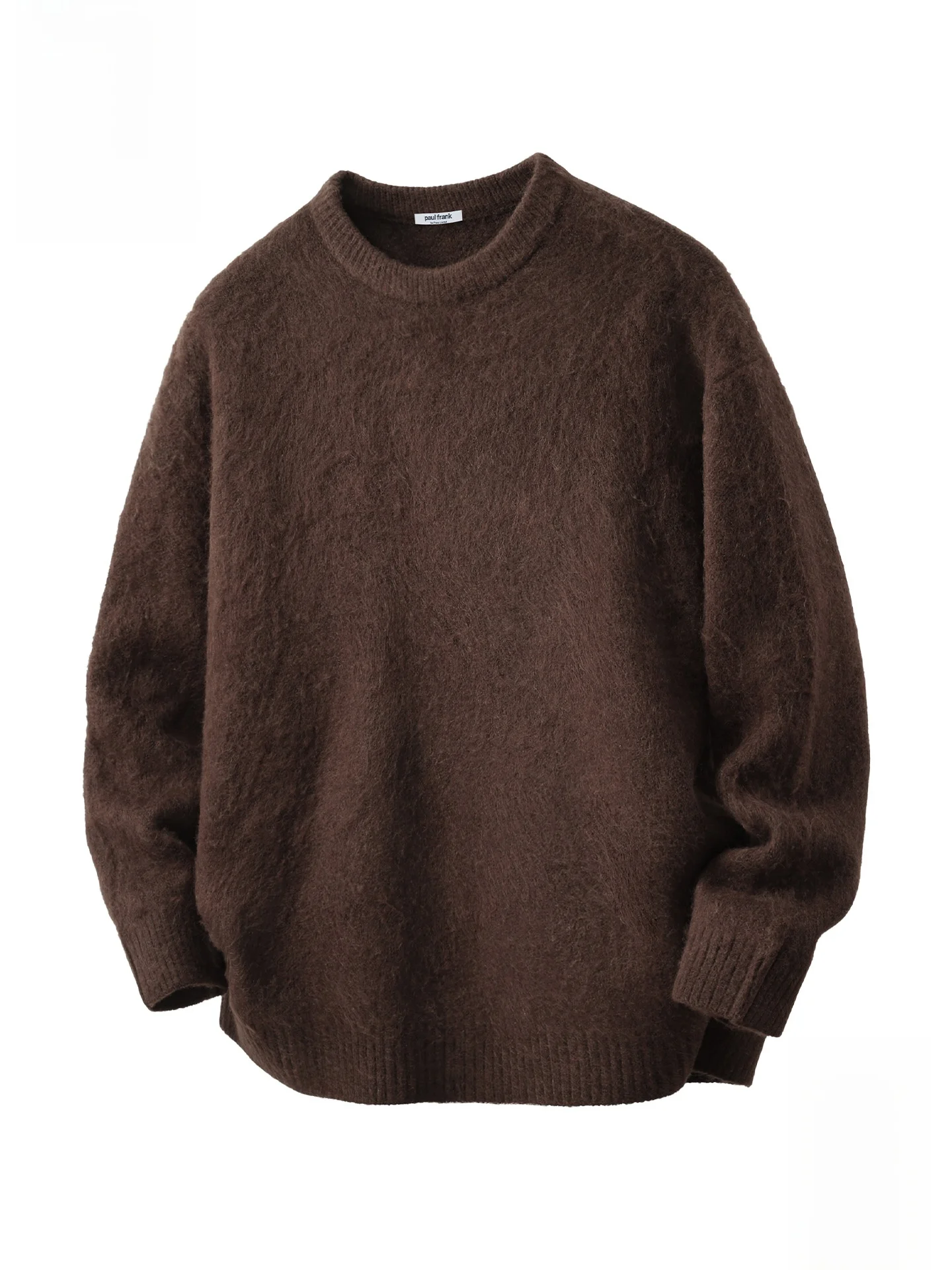 

Вязаный свитер M-размера в стиле ретро с круглым вырезом, с рисунком обезьяны с большим ртом, кофейного цвета, утолщенный, зимний, новинка