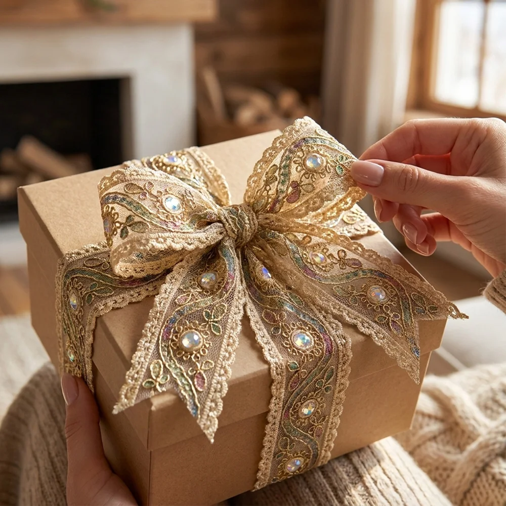 5 cm breite, mit Goldfaden bestickte Pailletten-Spitze, champagnerfarbenes Vintage-Spitzenband im Hofstil mit schillernden Pailletten, DIY-Handarbeitsmaterialien, Kleider- und Hochzeitskleid-Accessoires, Tischläufer, d – Detail 3