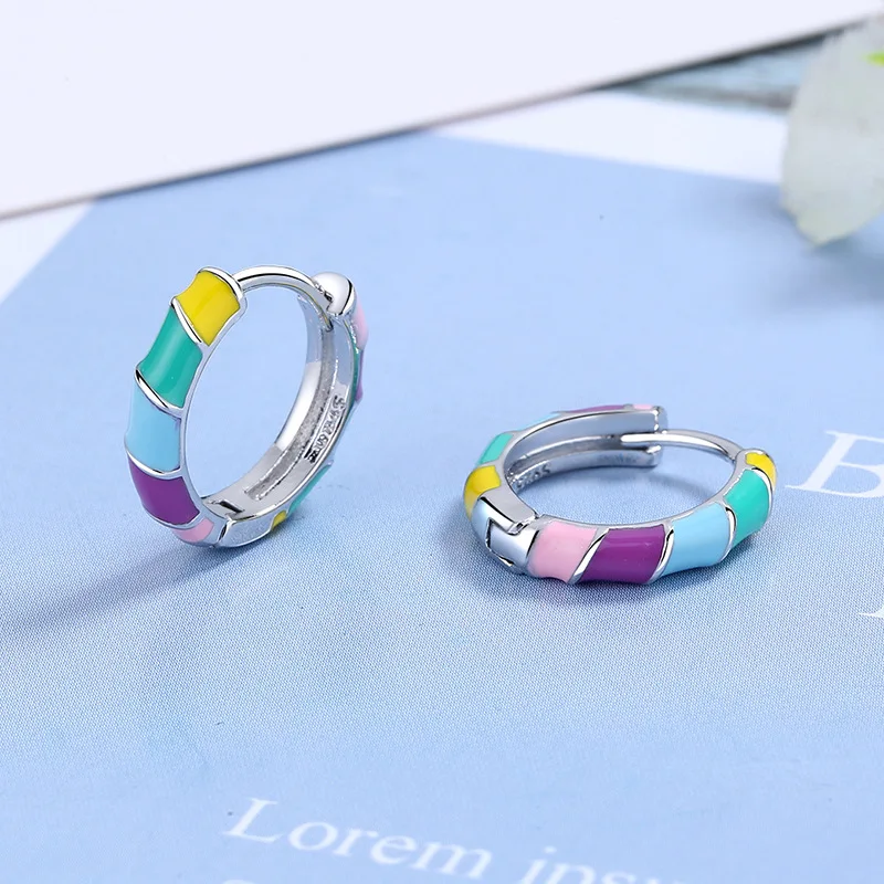 KOFSAC Glamorous 925 Sterling Silver Earring Fashion Rainbow Hoop Earrings For Women New Creative Ear Jewelry Lady Birthday Gift