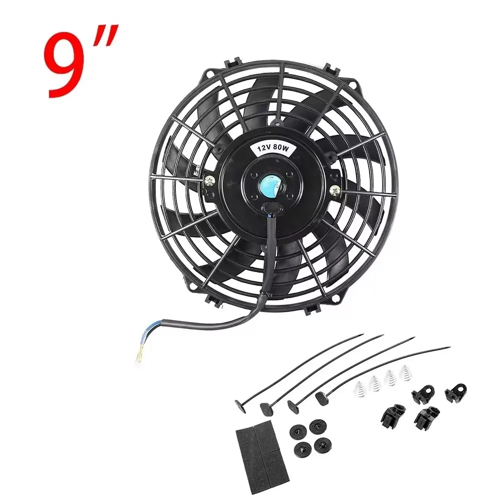Universele 7/9/10/12/14/16 Inch 12V 80W 2100RPM Auto airconditioning Elektronische Radiator Koelventilator Blade Elektrische Cool Kit