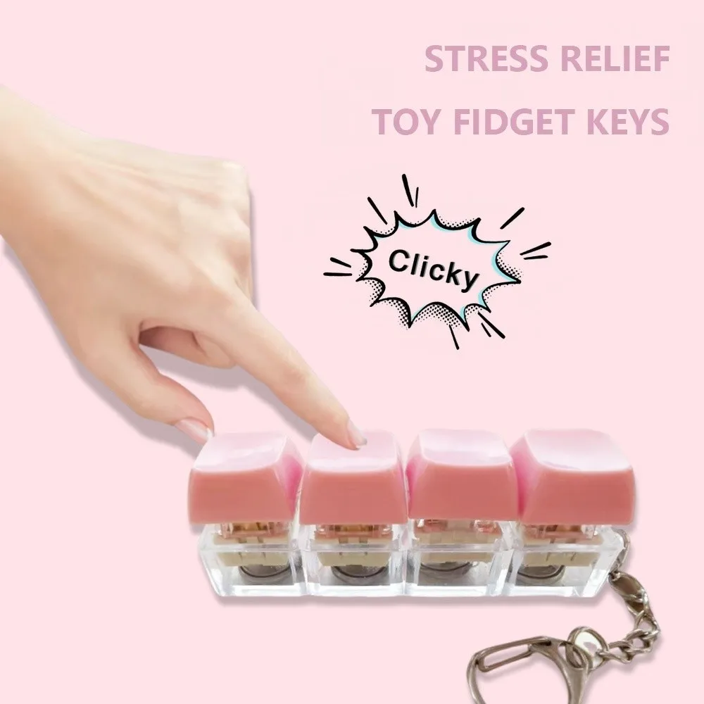 New Diy Keycaps Toy Keyboard Fidget Toys Stress Relief with Keychain Keyboard Keychain Finger Button Finger Keycaps Adults