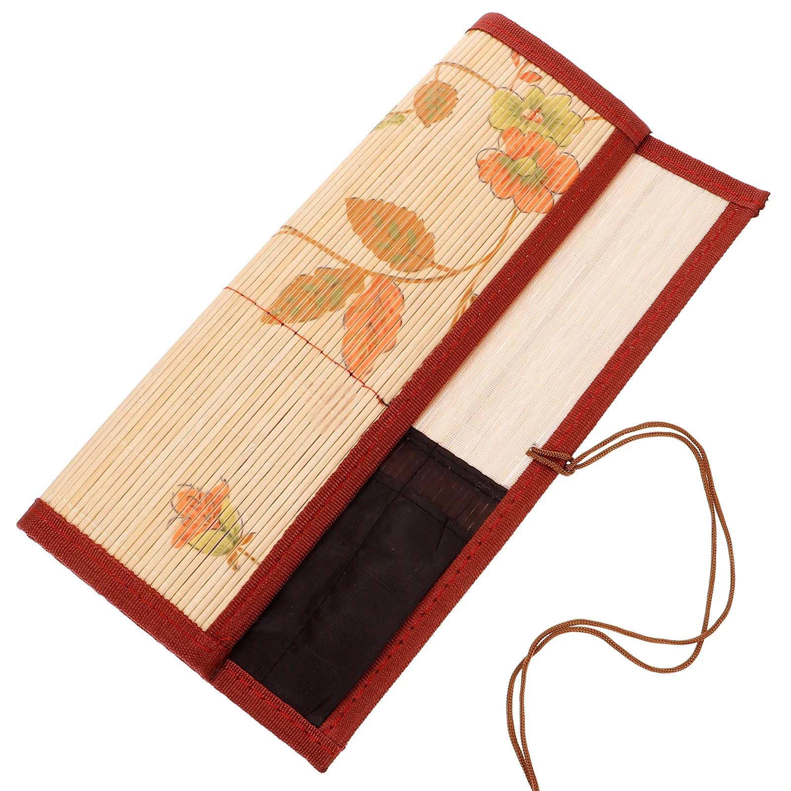 

Bamboo Brush Curtain Pouch Holder Pen Paint Wrap Drawing Pencils Calligraphy Bag