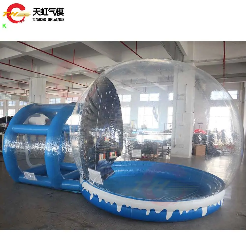 Fast Shipping 3m Dia Bubble Christmas Inflatable Snow Globe with Tunnel Backyard Xmas Party Rental Inflatable Bubble House