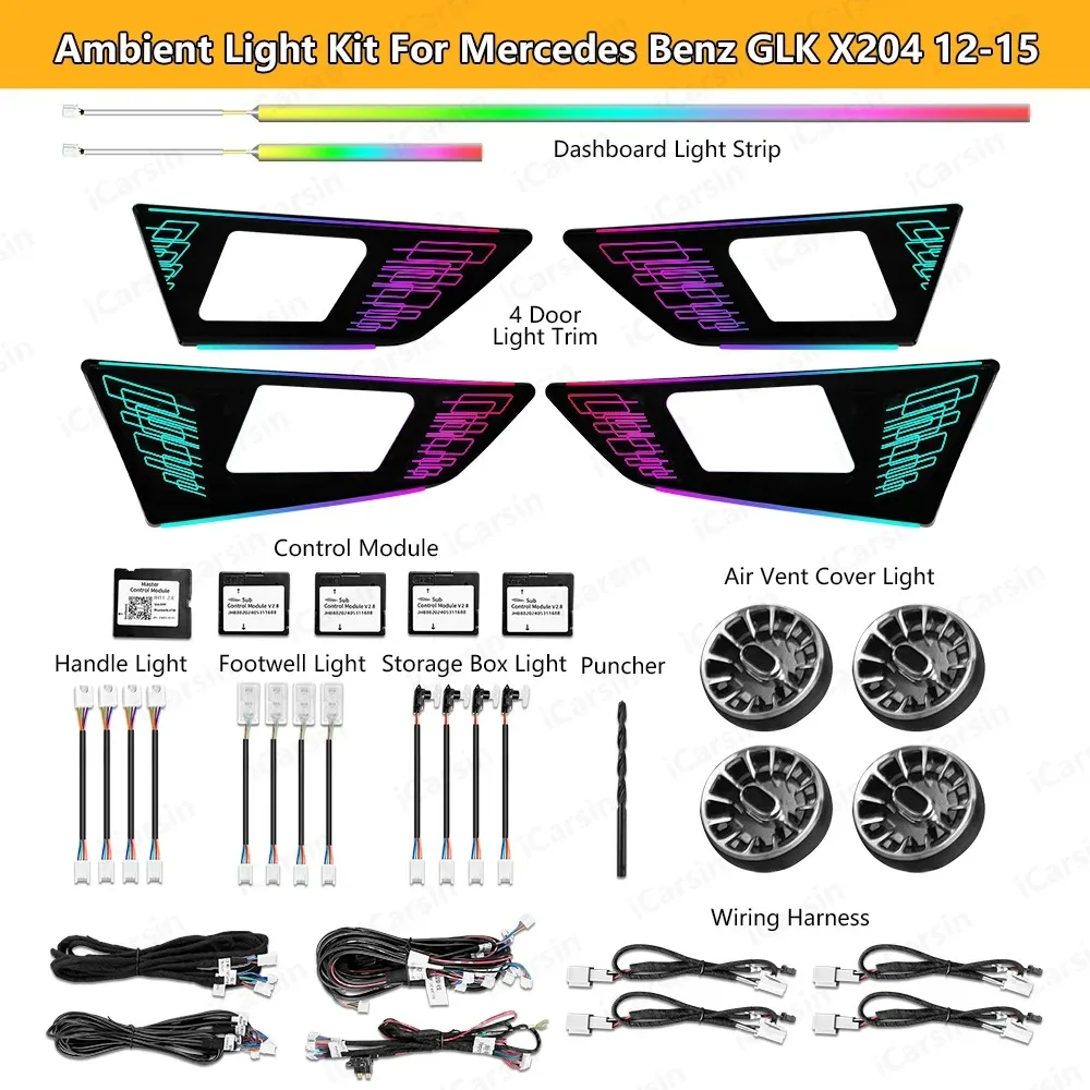 

Upgrade 256 Color LED Car Interior Ambient Lighting for Mercedes Benz GLK X204 2008-2015 Accessories Decoration RHD