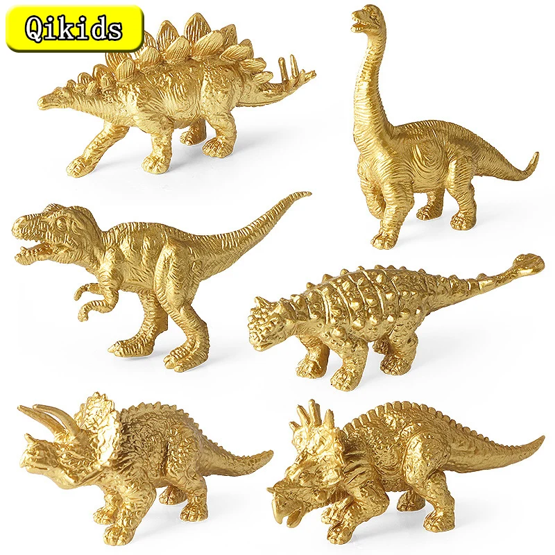 Mini Dinosaur Gold Animal Simulation Model Solid Brachiosaurus Tyrannosaurus Rex Sword Dragon Nail Dragon Jilong Toys