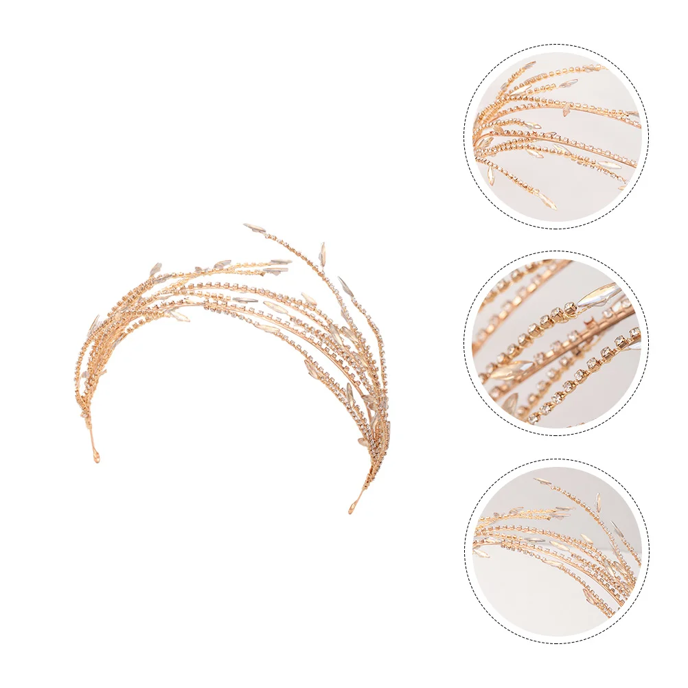 

Gold Hair Hoop Classic Wedding Headdress Rhinestone Headband For Bride Bridesmaid Party Prom Birthday Glitter Hair