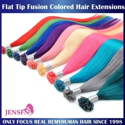 Color Straight Fusion Nail U Tip Human Hair Extensions Keratin  0.5g/Strand 20