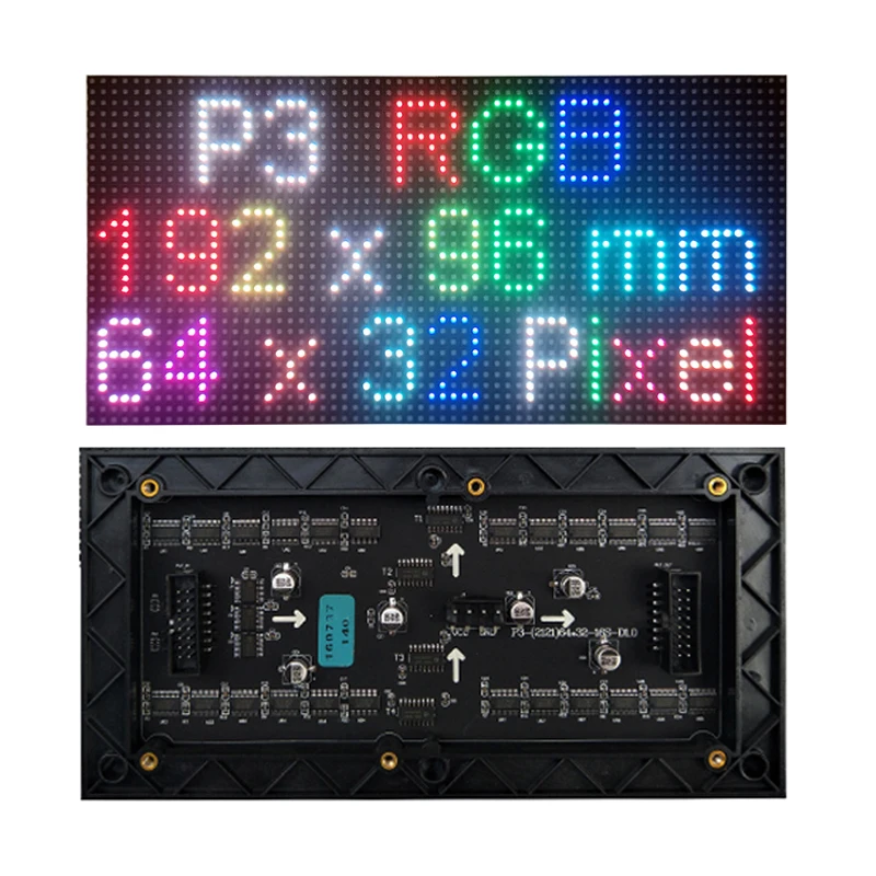 高品質P3屋内rgb led広告パネル192X96mm led表示画面モジュールフルカラーSMD2121