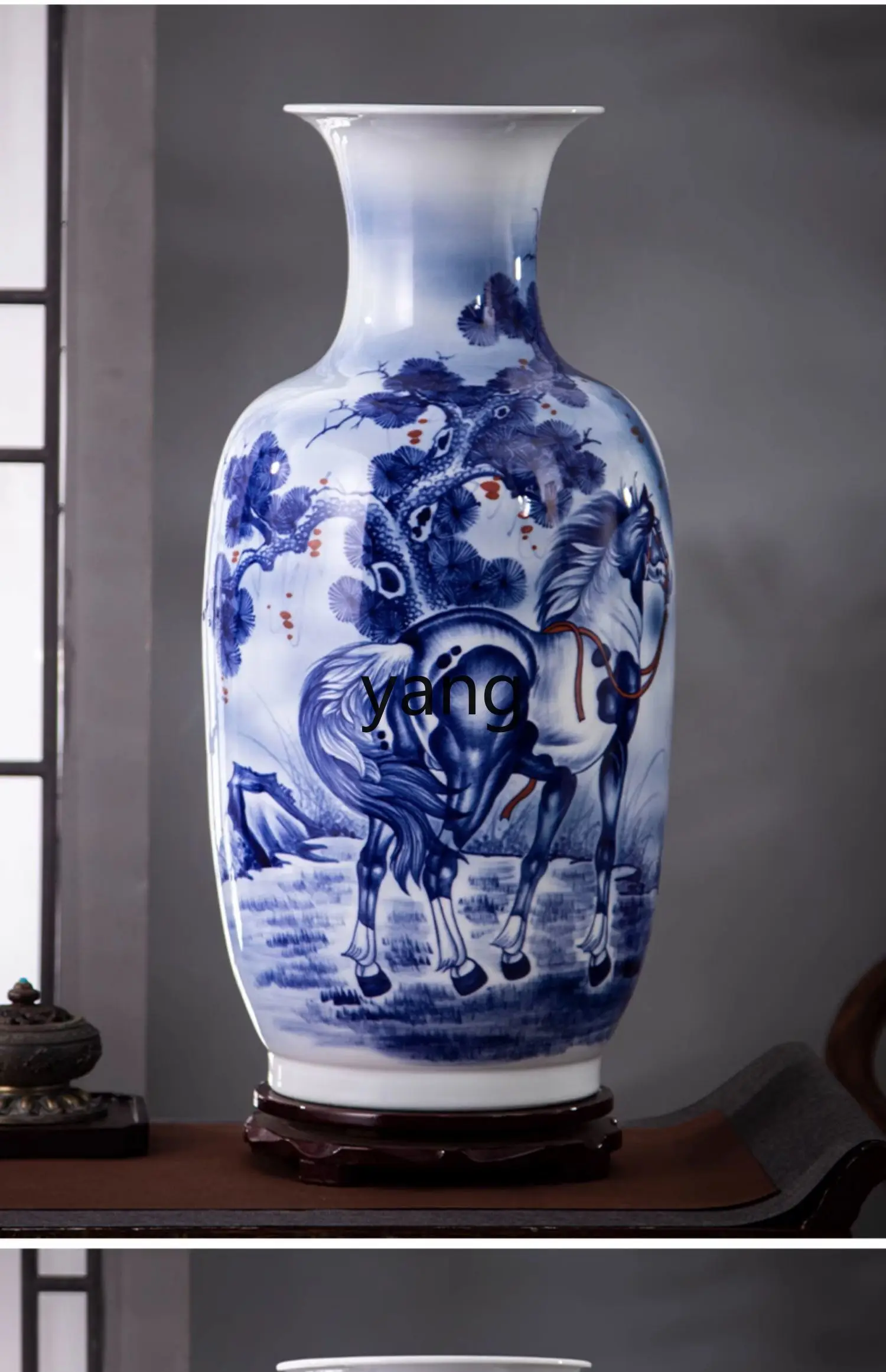CX ceramic vase hand-painted blue and white porcelain large ornament living room floor new Chinese home decoration