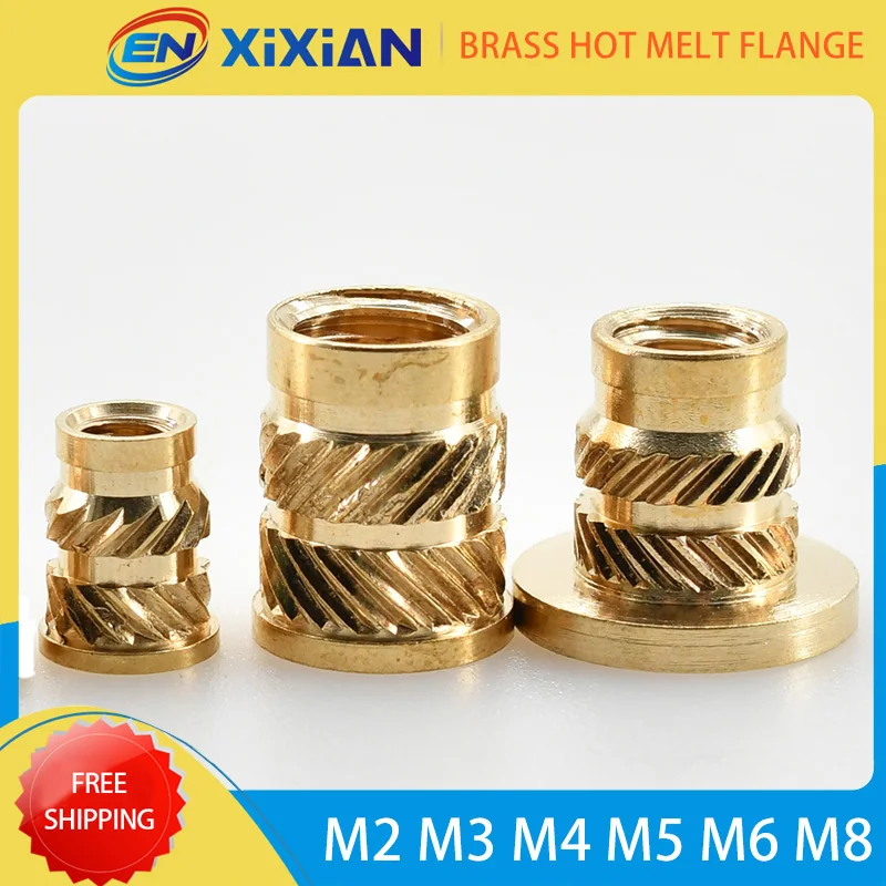 Brass Flange Heat Insert Hot Melt M2 M3 M4 M5 M6 M8  Knurled Copper Nut Thread Injection Embedment T-type Nut for 3d Printer