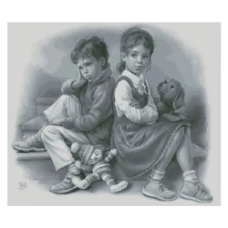 Amishop Top Quality Nostalgic Counted Cross Stitch Kit Friends Partner Childhood