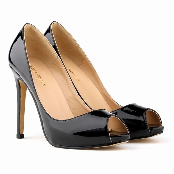 Zapatos de tacón de aguja con plataforma para mujer, Sandalias de tacón alto con punta abierta de 11cm, elegantes, para boda, talla grande 43