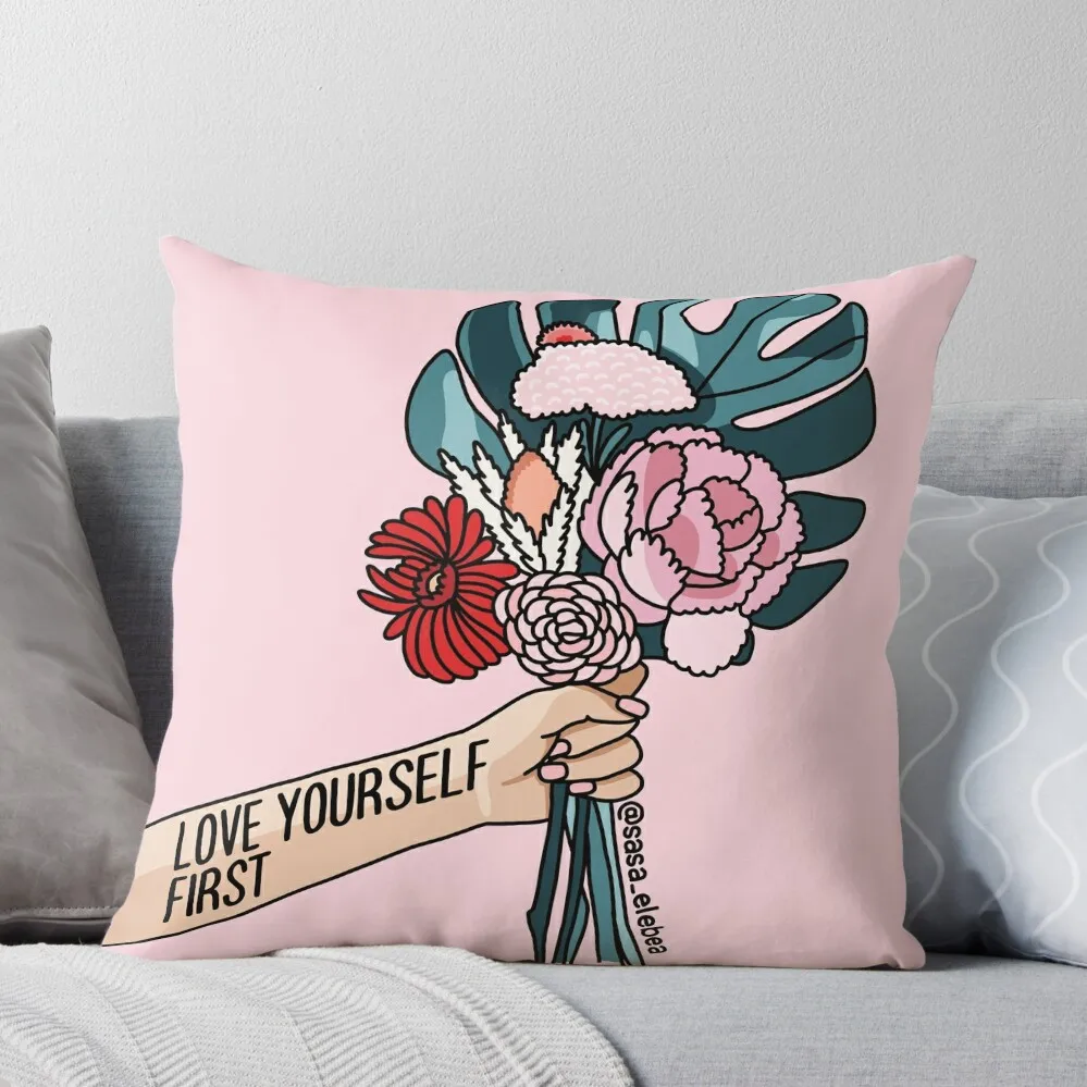 Love yourself first by Sasa elebea Throw Pillow Pillowcase Cushion Throw Pillow Covers Pillows Aesthetic Decorative pillowcase