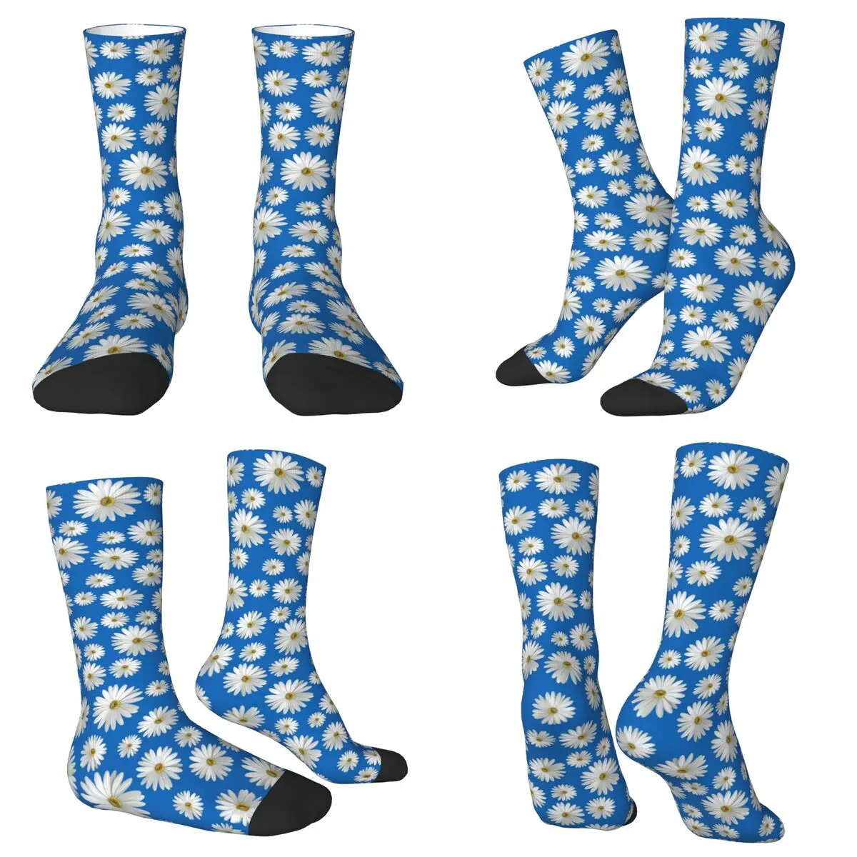 All Seasons Crew Stockings Daisies Pattern Flowers Spring Graphic Socks Funny Long Socks for Men Women Valentine's Day Gifts
