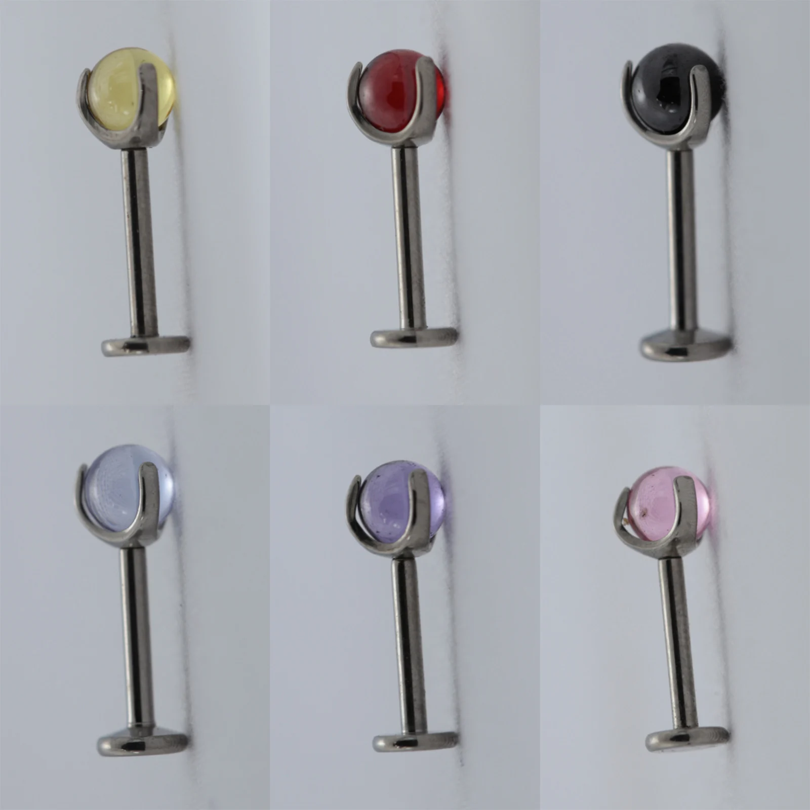 

16G Implant Grade Titanium ASTM F136 Internal Thread Labret Clear Crystal Ball Cartilage Ear lip Stud Piercing Body Jewelry