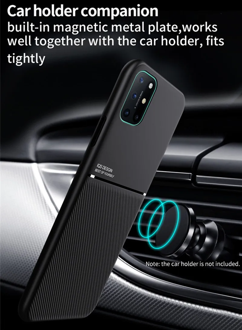 Slim Leather Texture Car Magnetic Holder Case For Oneplus 8T 7 7T Pro Matte Silicone Bumper Shockproof Cover for one plus 8 Capa