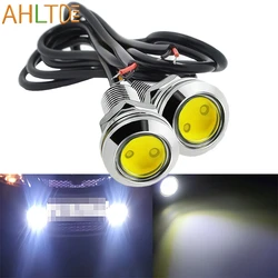 2Pcs 18MM Car Eagle Eye Silver Shell DRL Led Daytime Running Light LED 12V Automobiles Backup Reversing Parking Turn Signal Lamp