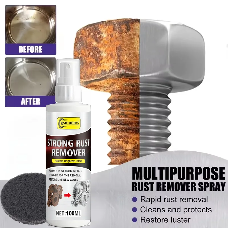 Universal Metal Rust Remover Spray - Strong Rust Corrosion Dissolver for Locks Screws Garden Hooks