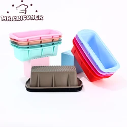 Panela de cozimento de silicone antiderrapante, 3D Retângulo, Molde do bolo do brinde, Moldes de silicone inodoro, 10 cores, acessórios de cozimento