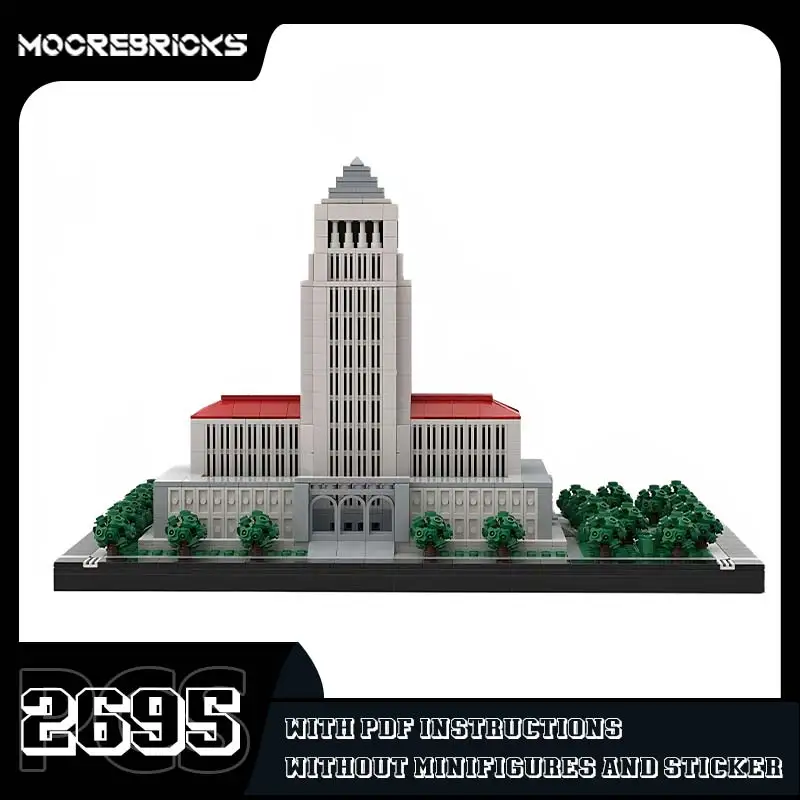 Modèle de l'hôtel de ville de haute technologie briques avancées MOC-55542 centre-ville vue sur la rue blocs de construction Architecture jouet enfants Puzzle cadeau