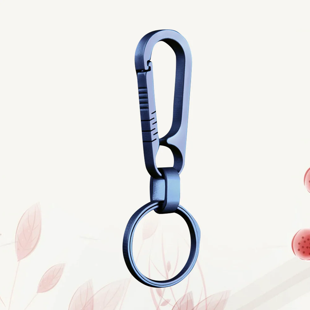 

Titanium Alloy Car Keychain Blue Tc4 Lightweight Durable Waist Hanging Backpack Buckle Easy Carry Professional Key Organizer