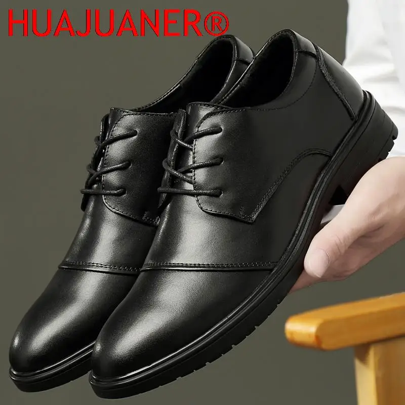 

New High Quality Genuine Leather Men Gentleman Shoes Lace-Up Business Dress Shoes Mens Oxfords Shoes Male Vintage Formal Shoes