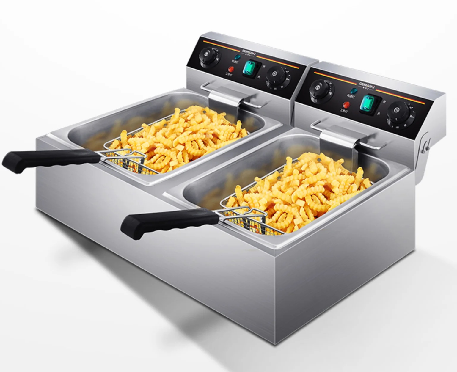 Factory Direct Selling Ruitai Commercial 6L Electric/Gas Stainless Steel Table Top Deep Fryer Basket Fat for Chip 2000W