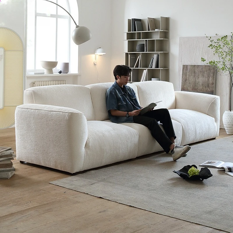 Fabric sofa living room small apartment big black cow chenille velvet sofa straight row module sofa