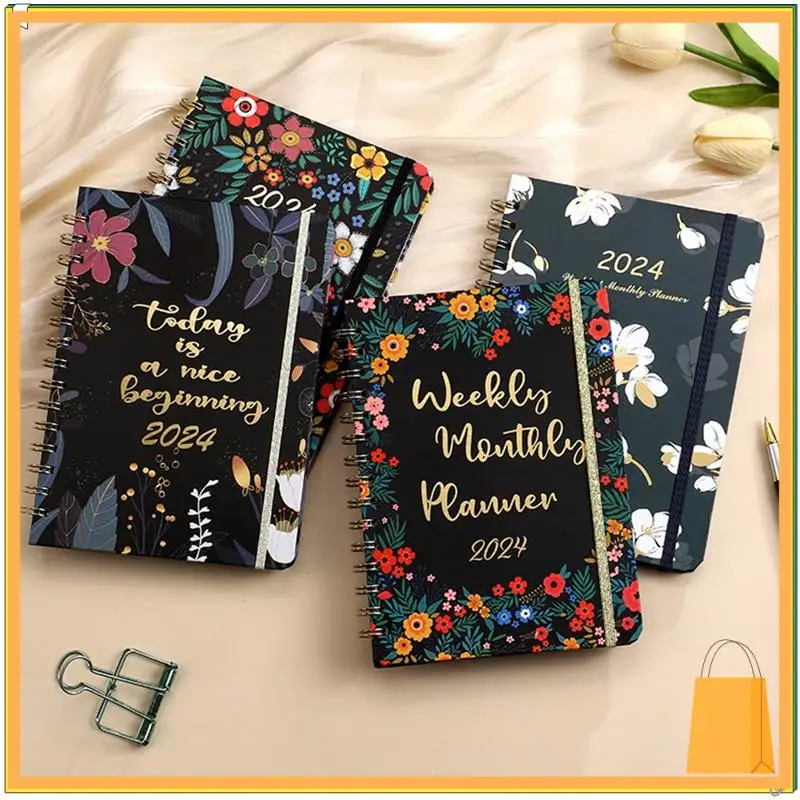 L53A-Planner Planificador Semanal 2024 Encuadernación En Espiral Con Pestañas, Enero - 2024, 15,5X21,5Cm D