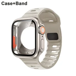 Silikon armband gehäuse für Apple-Uhrengehäuse 44mm 45mm 41mm 40mm Bildschirms chutz gehäuse wechseln zu Ultra für iwatch-Serie 9 8 7 se 6 5 3